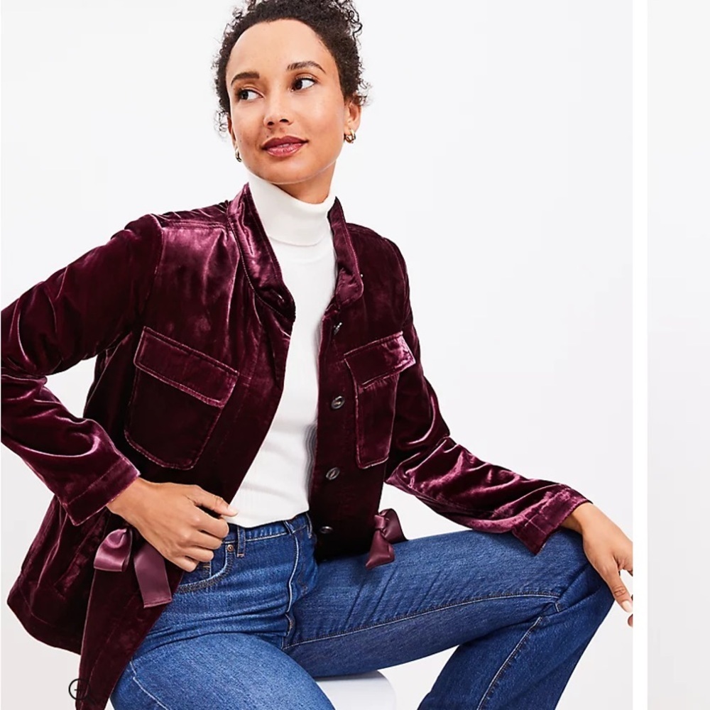 LOFT Burgundy Velvet Jacket